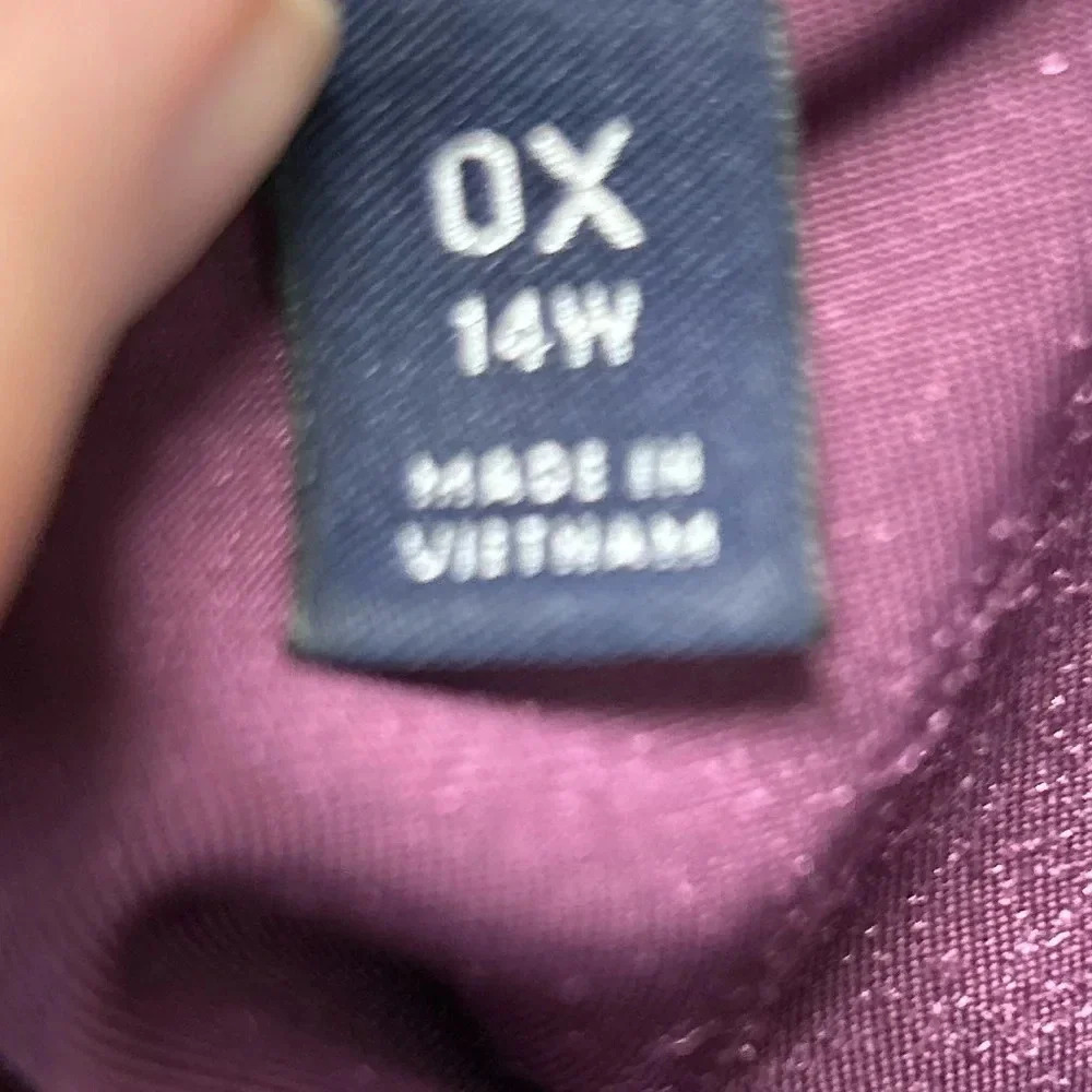 Lands' End  Women’s 14W Purple Velvet Ruched V Neck‎ Top Whimsigoth Witchy - Picture 11 of 13